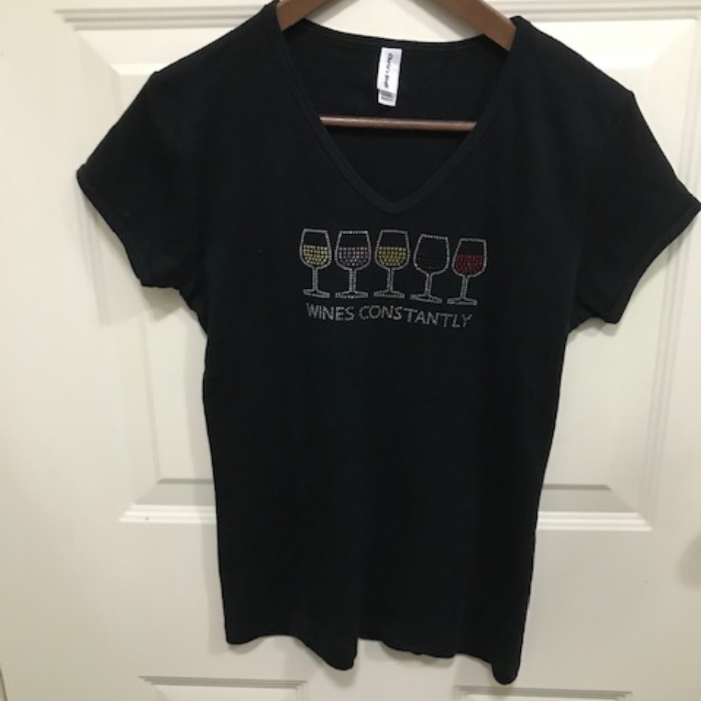 Black wine-themed t-shirt